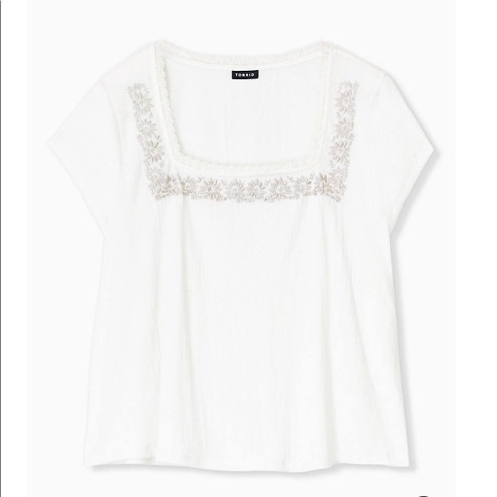 Torrid CREPE EMBROIDERED TOP